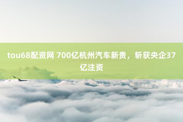 tou68配资网 700亿杭州汽车新贵，斩获央企37亿注资