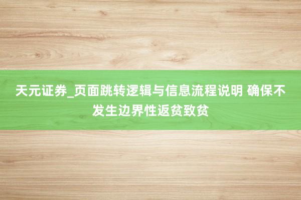 天元证券_页面跳转逻辑与信息流程说明 确保不发生边界性返贫致贫