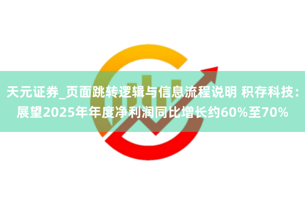 天元证券_页面跳转逻辑与信息流程说明 积存科技：展望2025年年度净利润同比增长约60%至70%