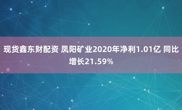 现货鑫东财配资 凤阳矿业2020年净利1.01亿 同比增长21.59%
